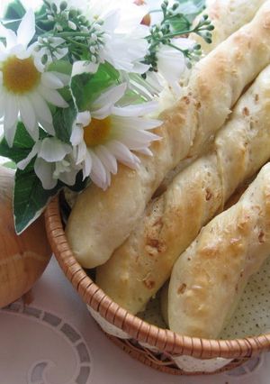 A picture of Onion Filled Bread Sticks.