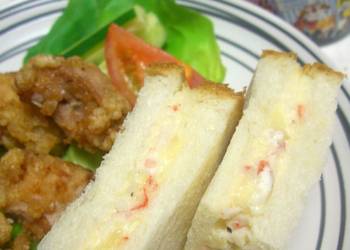 Easiest Way to Cook Appetizing Crab Sticks and Potato Salad Sandwich