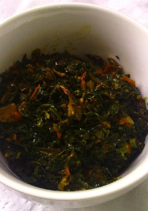 A picture of Paprika Tomato Sukuma Wiki (kales).