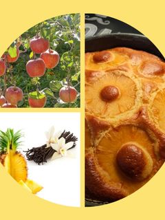 Une photo de Gâteau aux pommes caramélisées et ananas vanillé