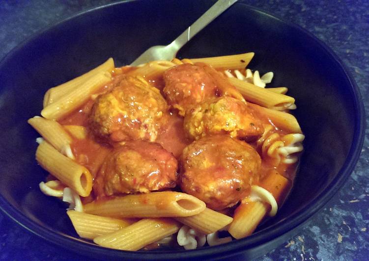 Sophie's Italian Turkey, bacon and cheese meatballs with tomato sauce