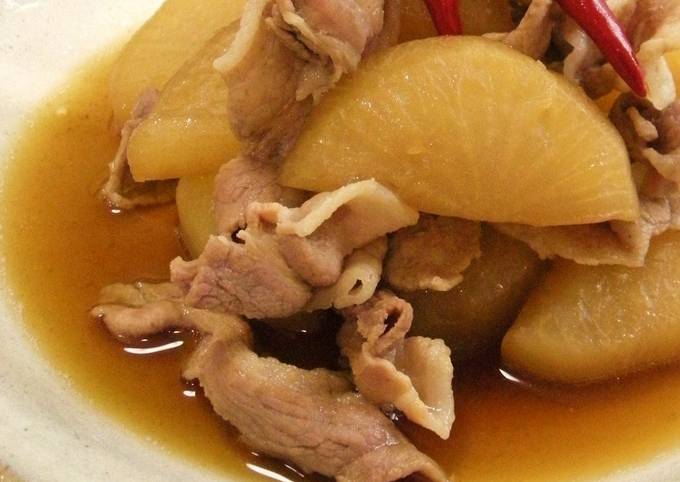 Easiest Way to Prepare Super Quick Homemade My Mother&#39;s Staple Simmered Pork Belly and Daikon Radish