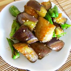 Stir-fried Eggplant and Shishito Peppers A picture of Stir-fried Eggplant and Shishito Peppers.