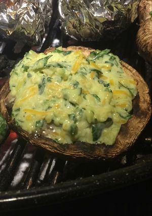 Una foto de Portobellos rellenos de Espinaca
