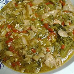 A picture of Cashew Chicken stirfry with goji berries.