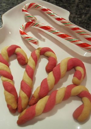 A picture of For Christmas! Candy Cane Cookies.