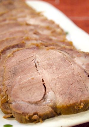 A picture of My Simmered Pork Recipe- Easy Char Siu in a Pressure Cooker.