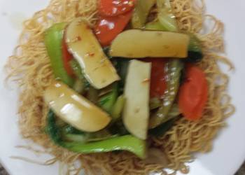How to Cook Appetizing Crispy noodles and vegetables  vegetarian birds nest