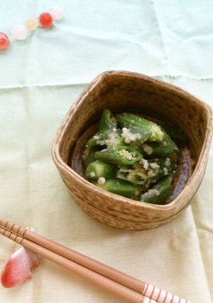 A picture of So Easy! Okra with Wasabi and Shio-Koji.