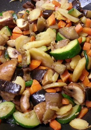 A picture of fried vegetables.
