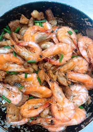Hình của món Tôm rang thịt.