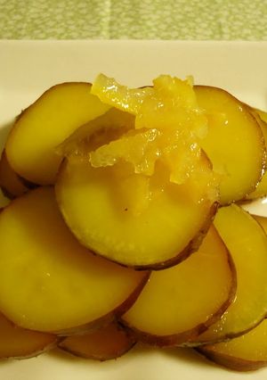 A picture of Well-Boiled Sweet Potato and Yuzu Tea.