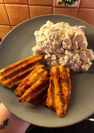 Sült hekkfilé zellersalátával recept fotója
