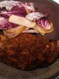 Crispy Chicken Cutlet with Radicchio and Pear Salad
