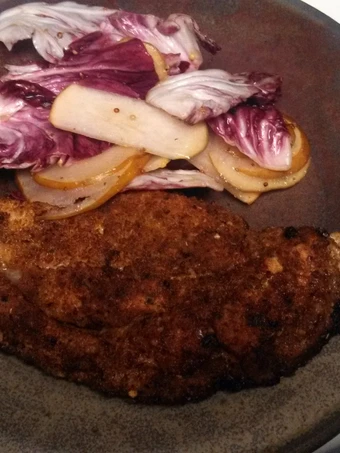 Easy Way Prepare Recipe Crispy Chicken Cutlet with Radicchio and Pear Salad that is  Makes Drooling, Appealing}