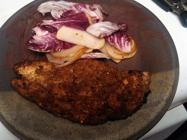 Easy Way Prepare Recipe Crispy Chicken Cutlet with Radicchio and Pear Salad that is  Makes Drooling, Appealing}