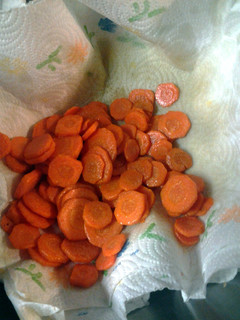 A picture of fried carrot chips.