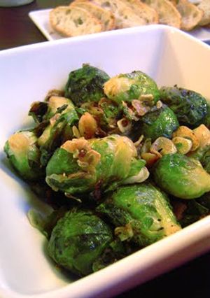 A picture of Brussels Sprout Garlic Stir-Fry.
