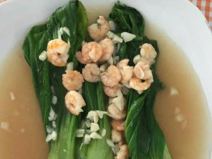 Easy Steps Prepare Recipes Pokcoy siram udang saos tira the So Delicious Tasty.