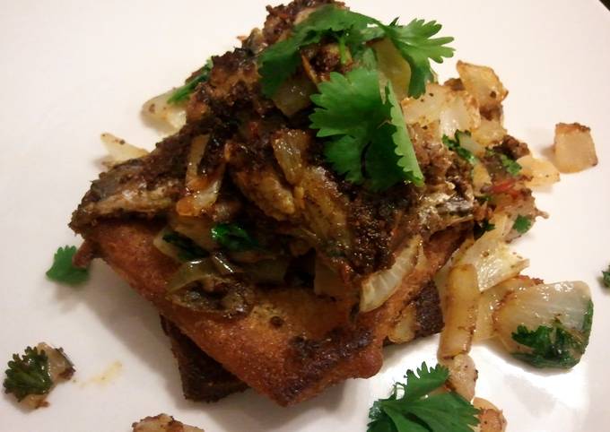 Sardines on fried toast