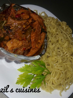 A picture of Plain indomie with fish sauce.