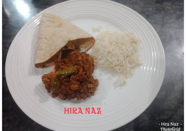 Bhoona Qeema With roti, Rice