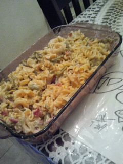 A picture of Bacon cheese pasta.