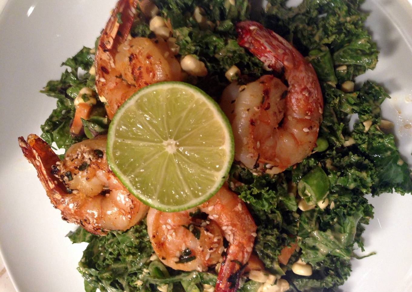 Thai spicy salad with shrimp and cabbage