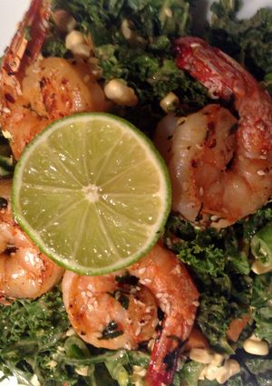 A picture of Spicy Thai Shrimp & Kale Salad.