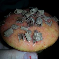 A picture of French Vanilla Strawberry Chocolate Cupcakes.