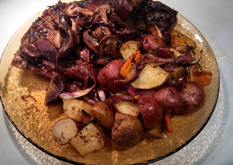 Recipe of Award-winning .Grilled Rib-eye Steak and  Roasted Root vegetables