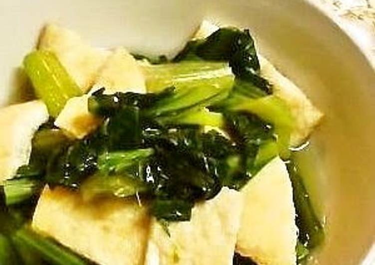 How to Prepare Homemade Kyoto-Style Komatsuna Greens and Abura-age (Fried Tofu) in Light Broth