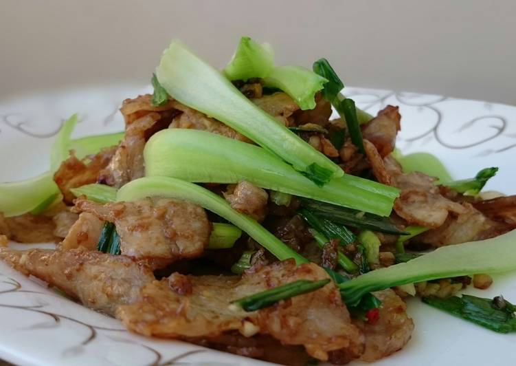 Simple Way to Make Any-night-of-the-week Pork Slice In Oyster Sauce With Bak Choy