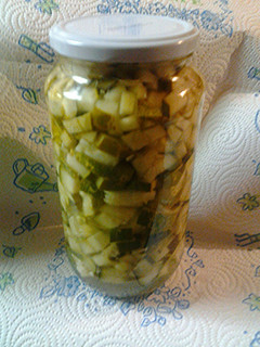 A picture of Sweet pickled cubes.