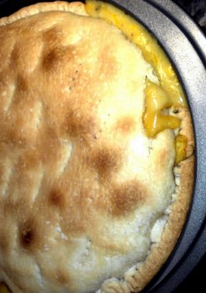 A picture of Homemade chicken pot pie.