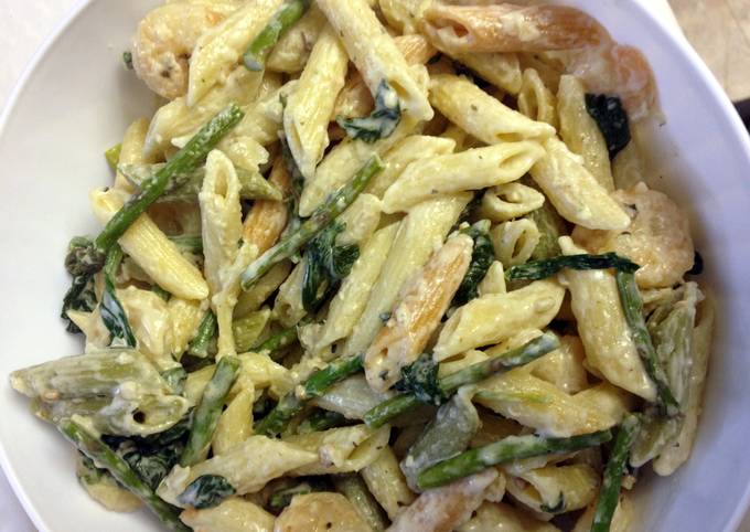 Recipe of Homemade Shrimp Pasta With Asparagus And Spinach