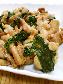 A picture of Rich & Tasty Stir-fried Pork and Shiso Leaves with Miso and Butter.