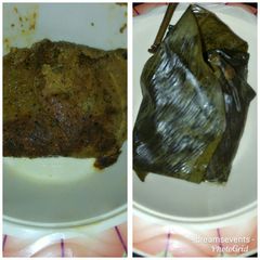A picture of Local moi moi wrap with leaf.