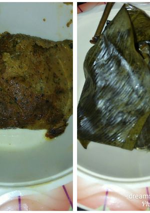 A picture of Local moi moi wrap with leaf.