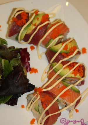 A picture of For Parties and Celebrations: Rainbow Roll Sushi.
