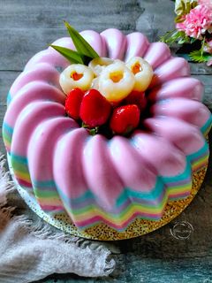 Foto resep Rainbow Puding Topping Buah