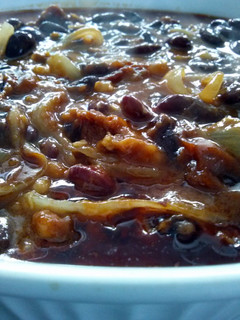 A picture of sanda's simple sausage beans.