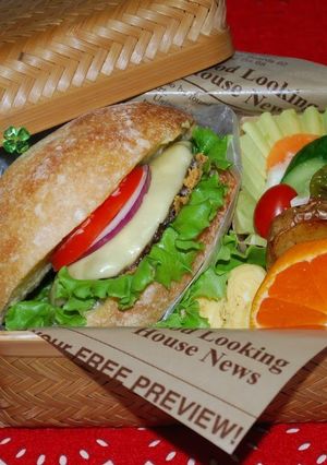 A picture of Sasebo Burger Bento Box.