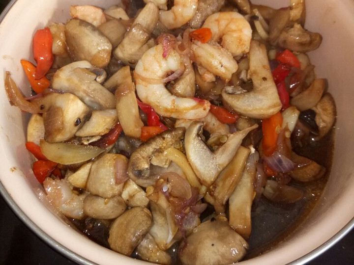  Resep bikin Saos lada hitam udang jamur kancing dijamin sesuai selera