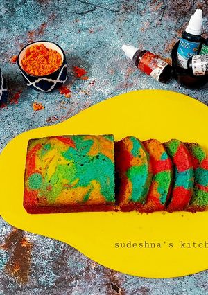 A picture of Semolina Rainbow Cake.