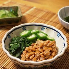 A picture of For Summer Fatigue Natto with Mulūkhīya and Okra.