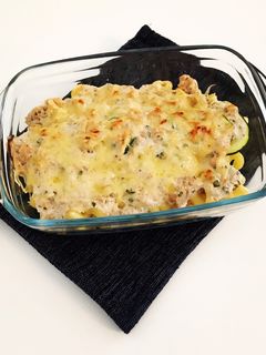 Une photo de Gratin rapide de pâtes courgettes et thon