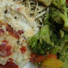 A picture of Creamy Chicken with Oven Roasted Tomatoes.