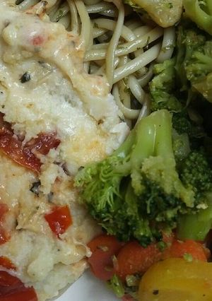 A picture of Creamy Chicken with Oven Roasted Tomatoes.