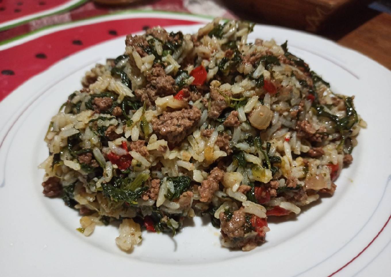 Arroz seco versión verde